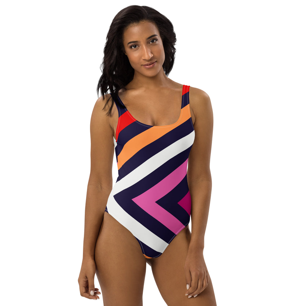 Lesbian Diagonal Stripes One-Piece Swimsuit Swimwear The Rainbow Stores