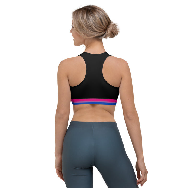 Bisexual Pride Flag Trim Sports Bra (Black) Sports Bras The Rainbow Stores