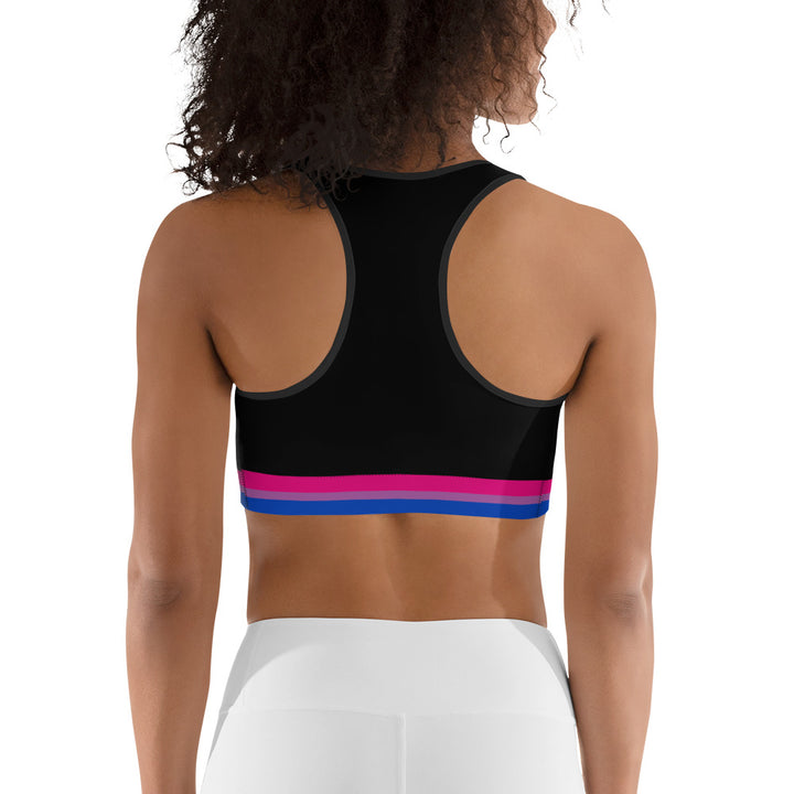 Bisexual Pride Flag Trim Sports Bra (Black) Sports Bras The Rainbow Stores