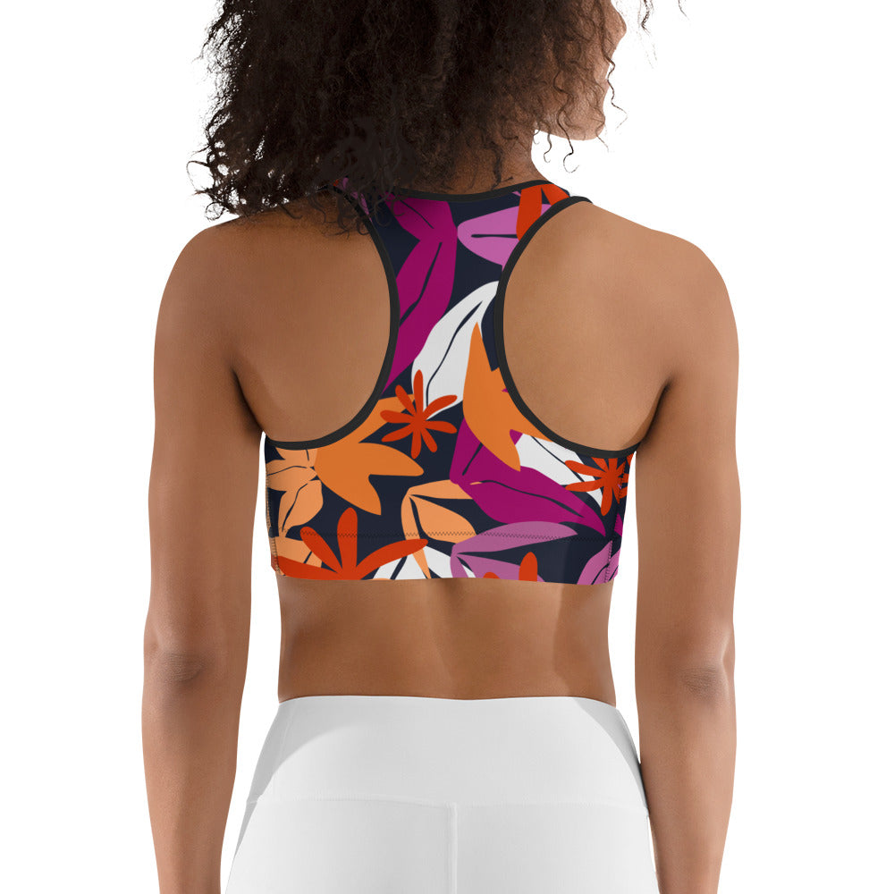 Floral Pattern Sports Bra in Lesbian Colours