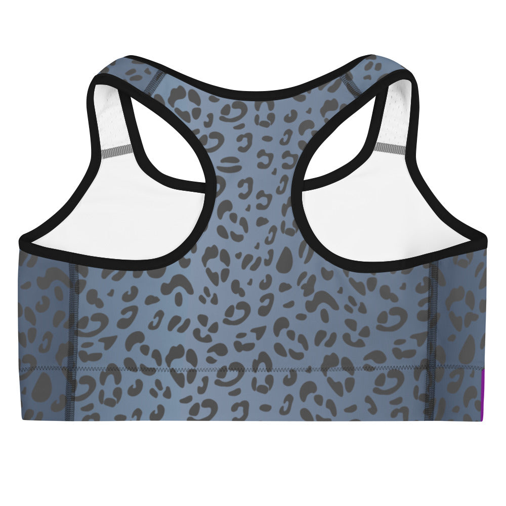 Rainbow Pride Flash Blue Leopard Print Sports Bra Sports Bras The Rainbow Stores