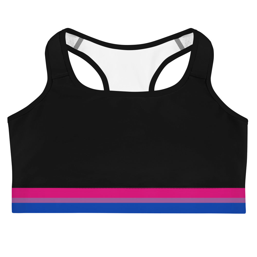 Bisexual Pride Flag Trim Sports Bra (Black) Sports Bras The Rainbow Stores