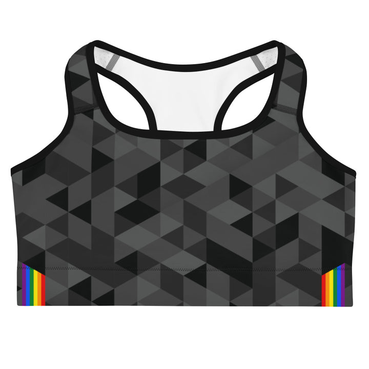 Rainbow Pride Flag on Triangle Pattern Sports Bra Sports Bras The Rainbow Stores