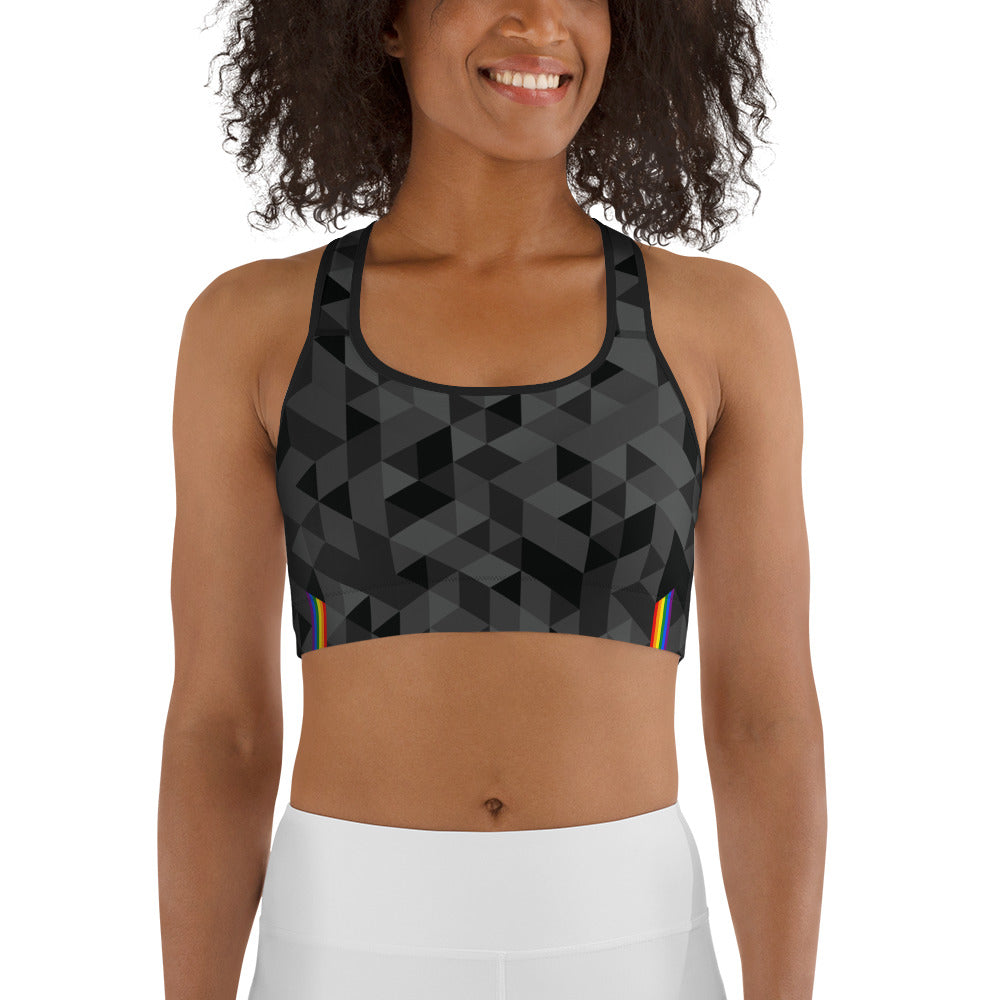 Rainbow Pride Flag on Triangle Pattern Sports Bra Sports Bras The Rainbow Stores