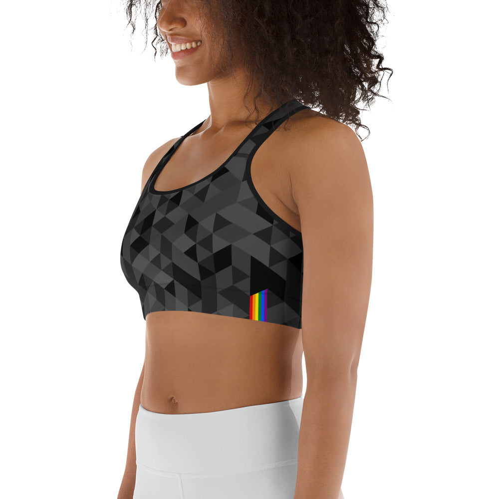 Rainbow Pride Flag on Triangle Pattern Sports Bra Sports Bras The Rainbow Stores