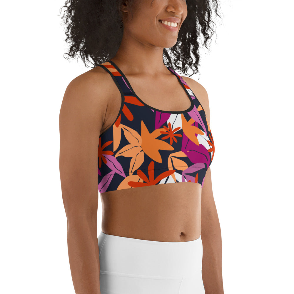 Floral Pattern Sports Bra in Lesbian Colours