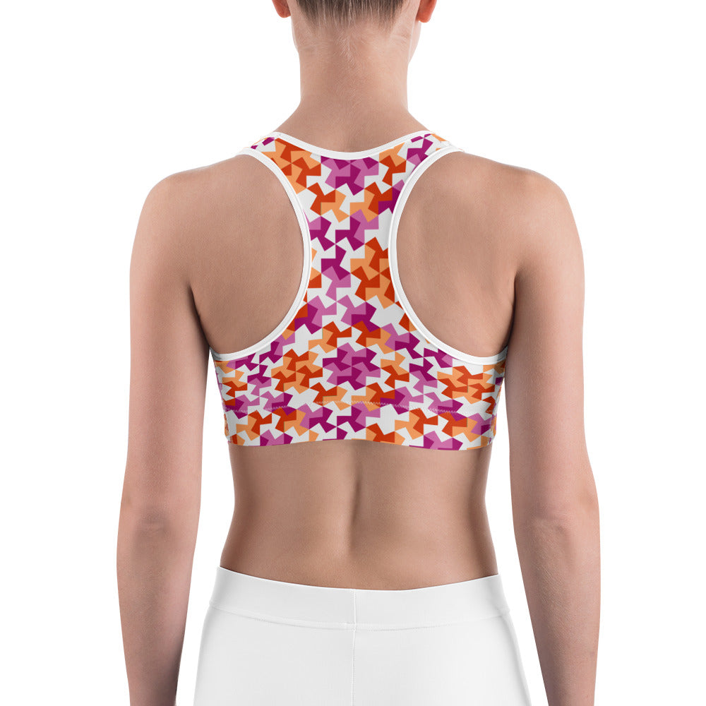 Lesbian Pride Pattern X Sports bra