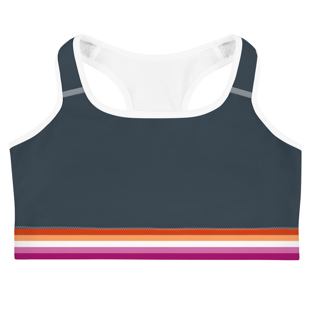 Lesbian Pride Flag Trim Sports Bra Sports Bras The Rainbow Stores