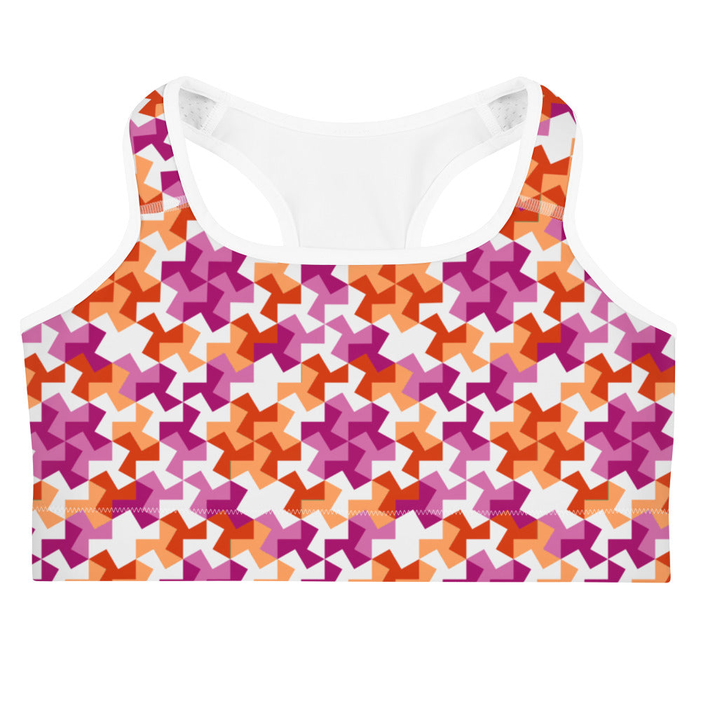 Lesbian Pride Pattern X Sports bra