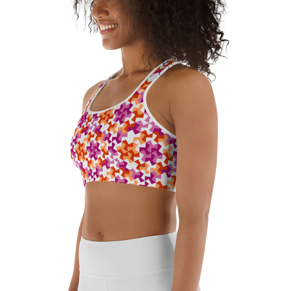 Lesbian Pride Pattern X Sports bra