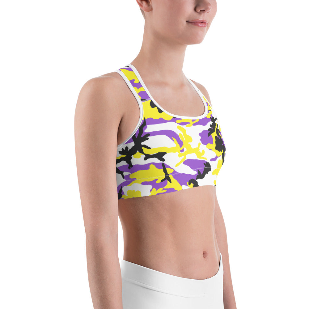 Non-Binary Camouflage Sports Bra - On Trend Shirts – On Trend Shirts