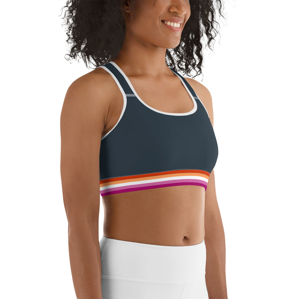 Lesbian Pride Flag Trim Sports Bra Sports Bras The Rainbow Stores