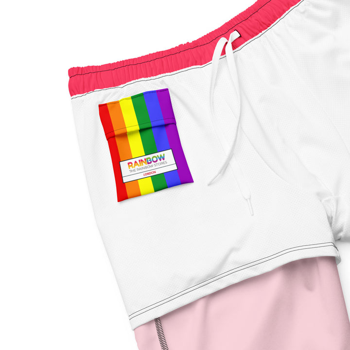 Candy Red Swimming Trunks with Rainbow Pocket Swimwear The Rainbow Stores