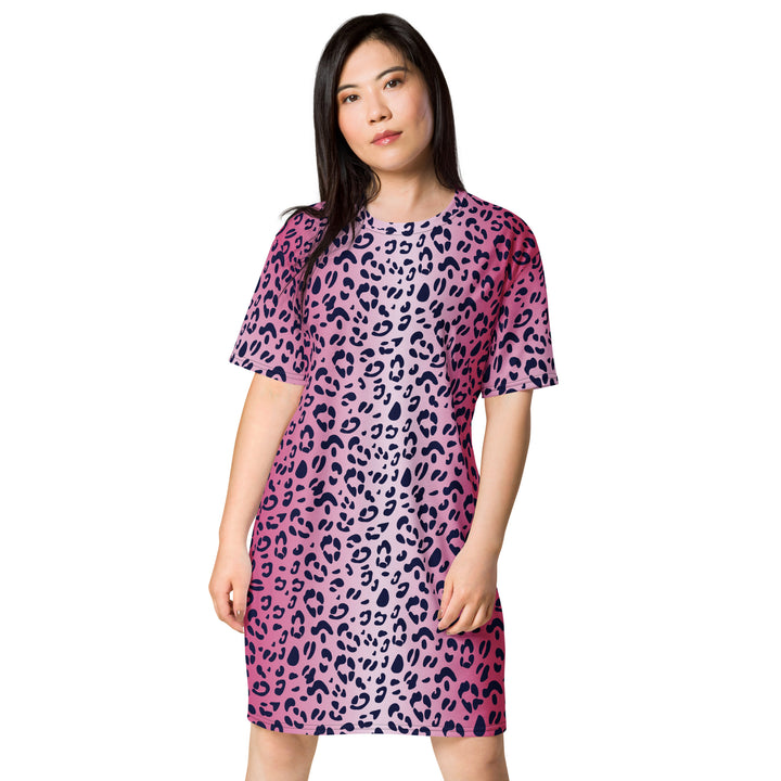 Pink Leopard Print T-shirt Dress Dresses The Rainbow Stores