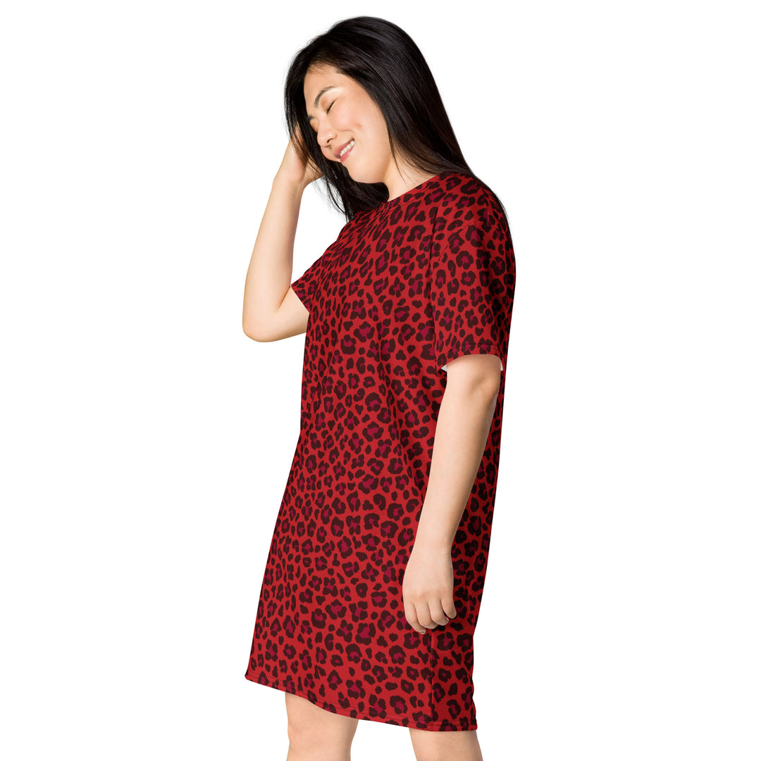 Red Leopard Print T-shirt Dress With Rainbow Collar Flag Dresses The Rainbow Stores