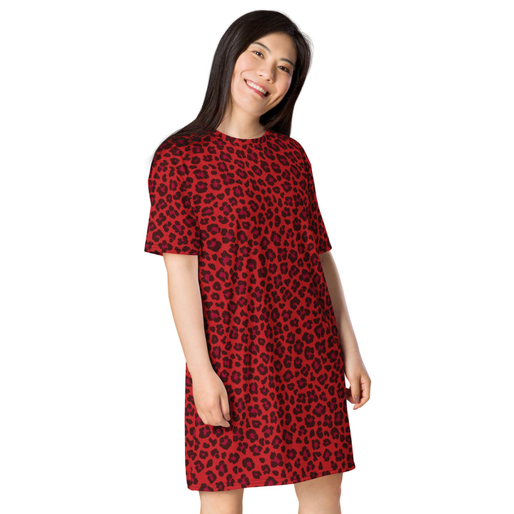 Red Leopard Print T-shirt Dress With Rainbow Collar Flag Dresses The Rainbow Stores