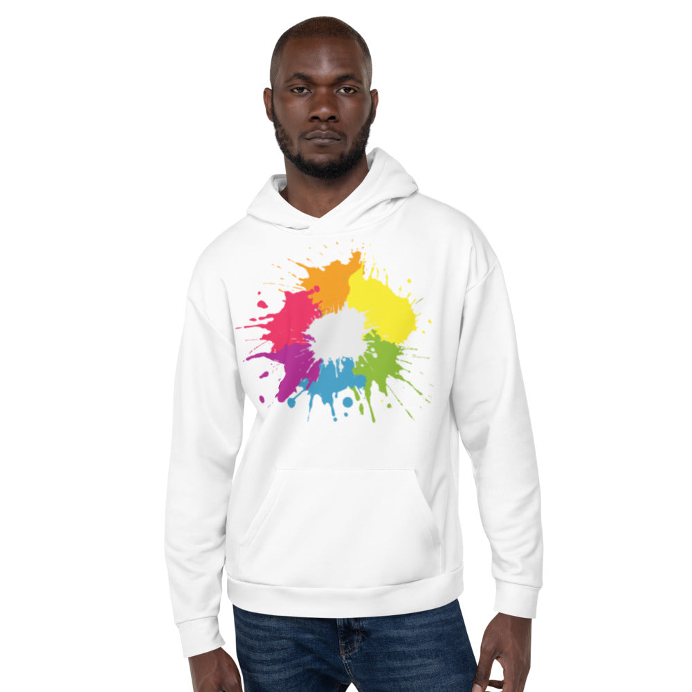 White Rainbow Paint Splatter Hoodie Hoodies AOP The Rainbow Stores