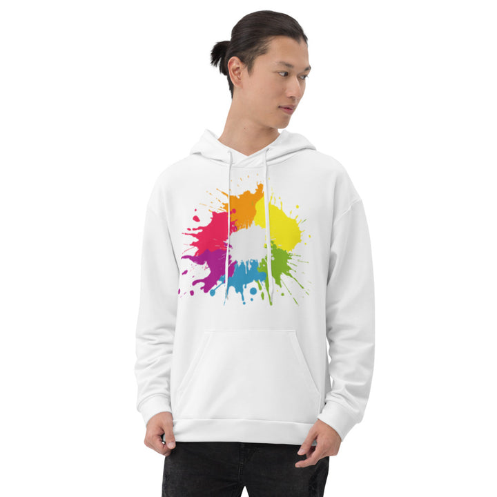 White Rainbow Paint Splatter Hoodie Hoodies AOP The Rainbow Stores