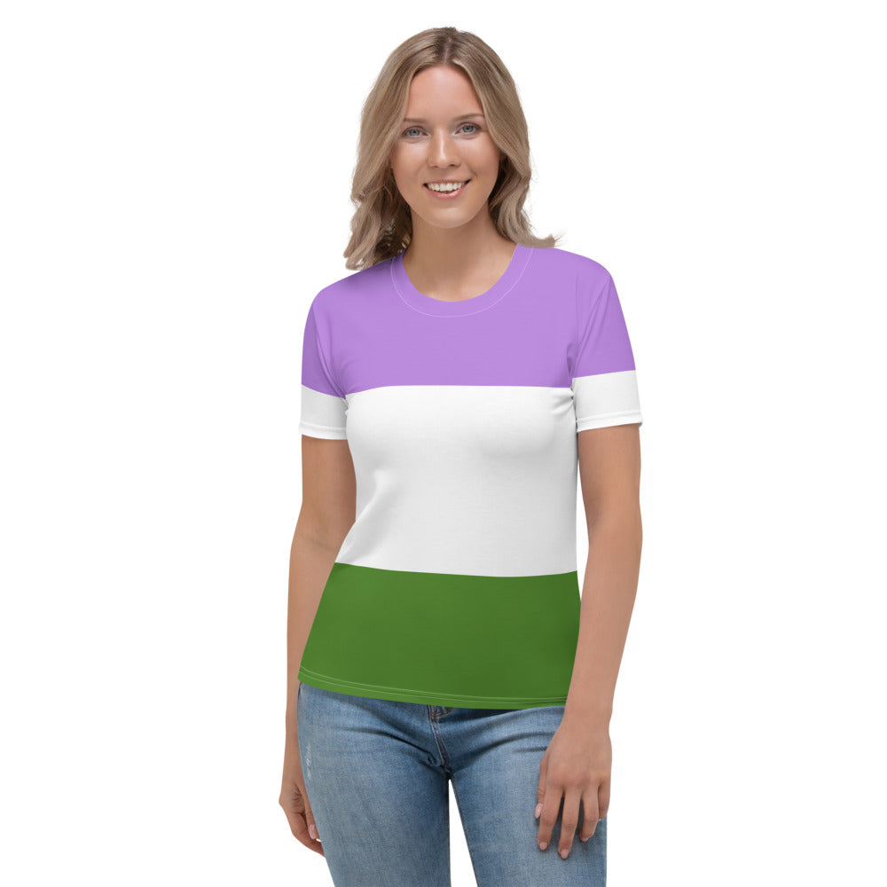 Genderqueer Pride Flag Fitted T-Shirt AOP T-shirts The Rainbow Stores