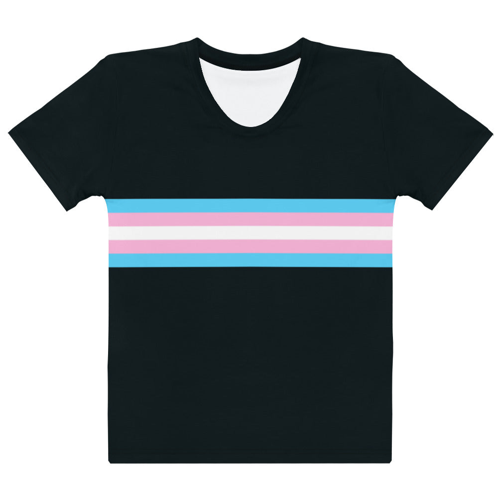 Trans Flag Stripe Fitted T-Shirt AOP T-shirts The Rainbow Stores