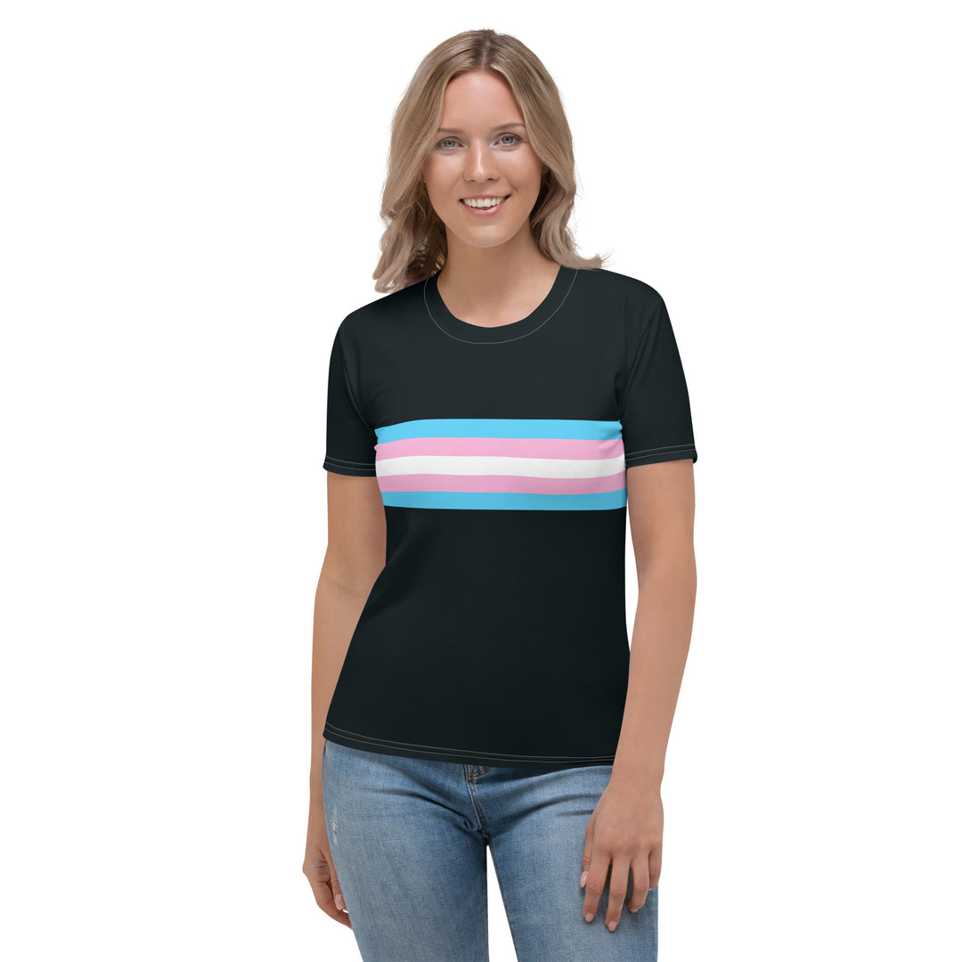 Trans Flag Stripe Fitted T-Shirt AOP T-shirts The Rainbow Stores