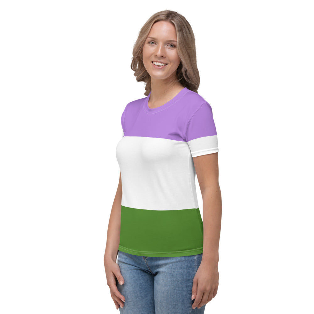 Genderqueer Pride Flag Fitted T-Shirt AOP T-shirts The Rainbow Stores