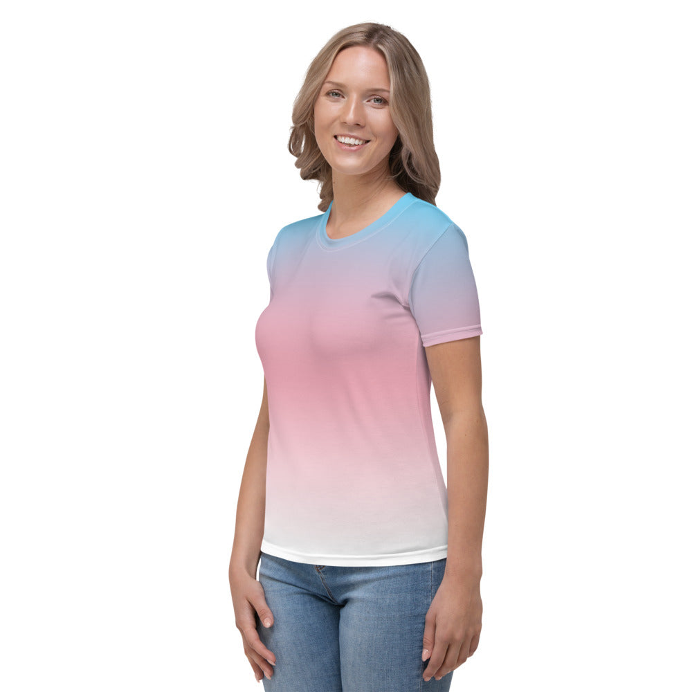 Trans Ombre Pride Flag Fitted T-shirt AOP T-shirts The Rainbow Stores