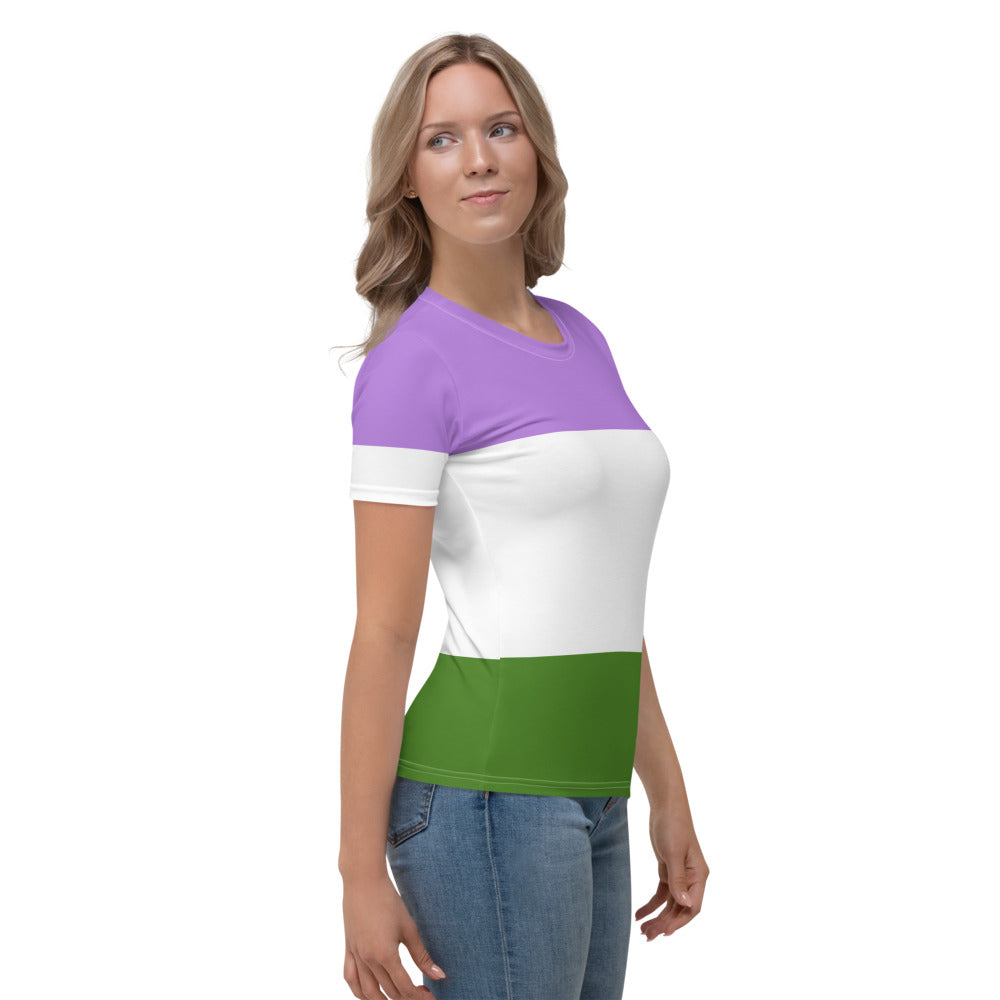 Genderqueer Pride Flag Fitted T-Shirt AOP T-shirts The Rainbow Stores