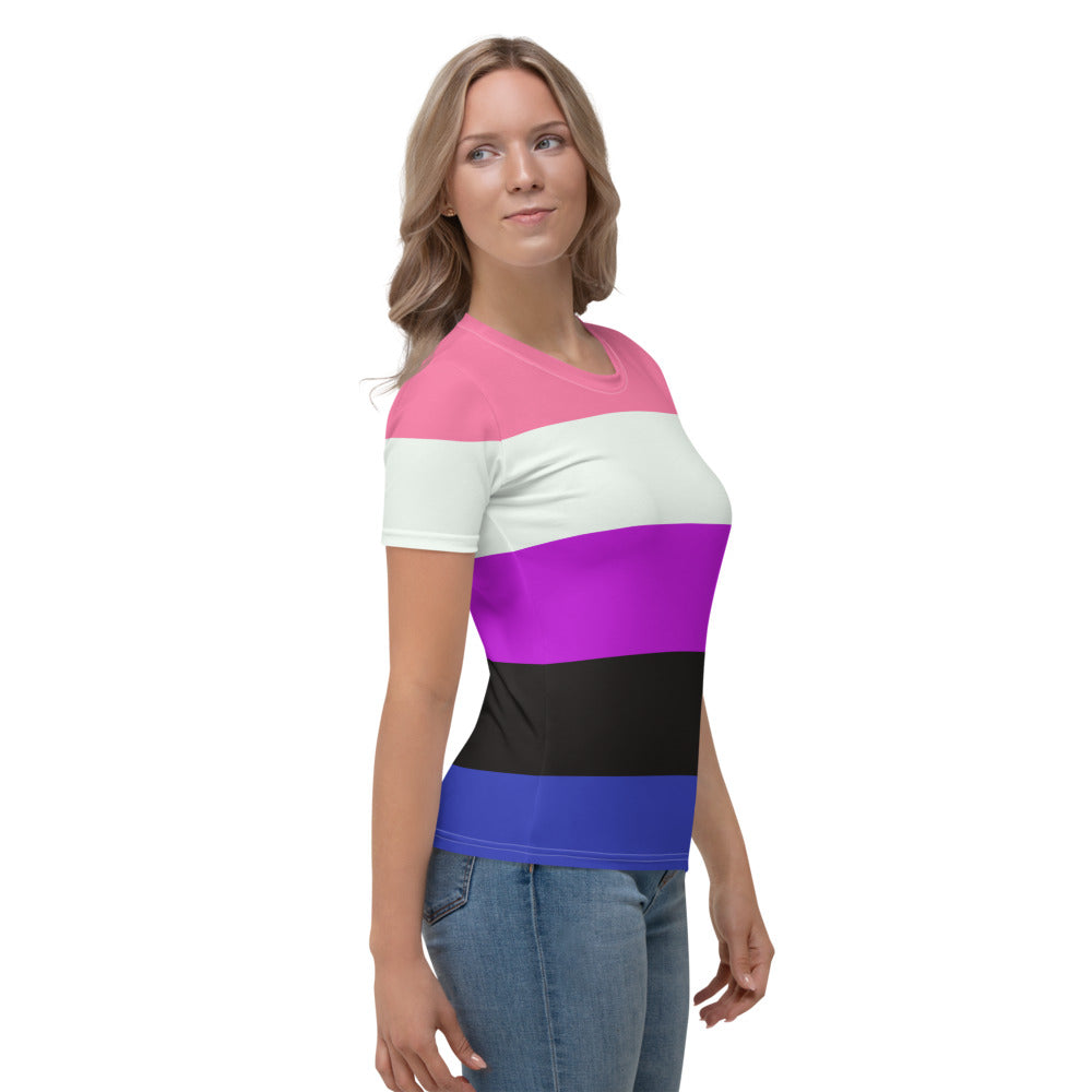 Gender Fluid Pride Flag Fitted T-shirt AOP T-shirts The Rainbow Stores