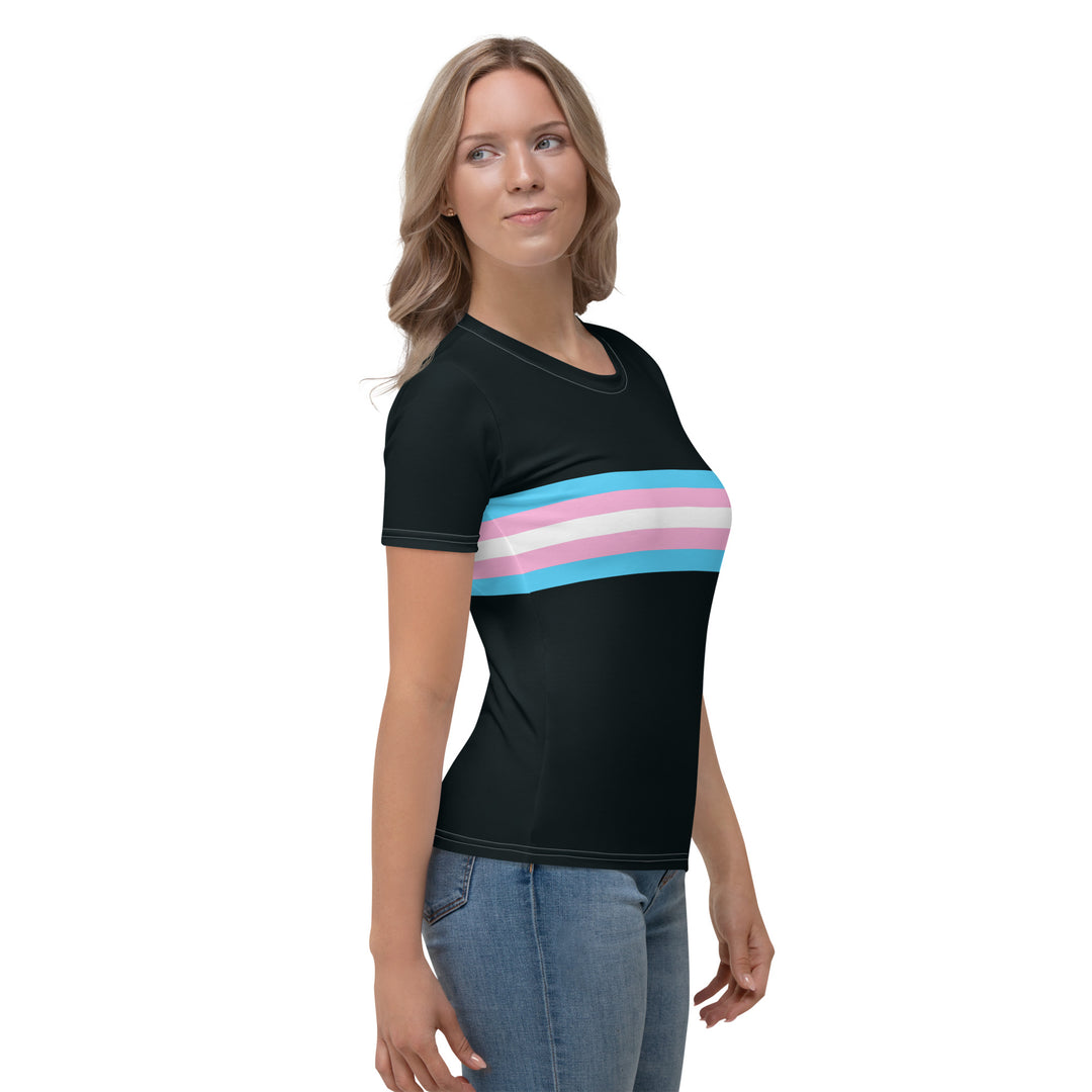 Trans Flag Stripe Fitted T-Shirt AOP T-shirts The Rainbow Stores