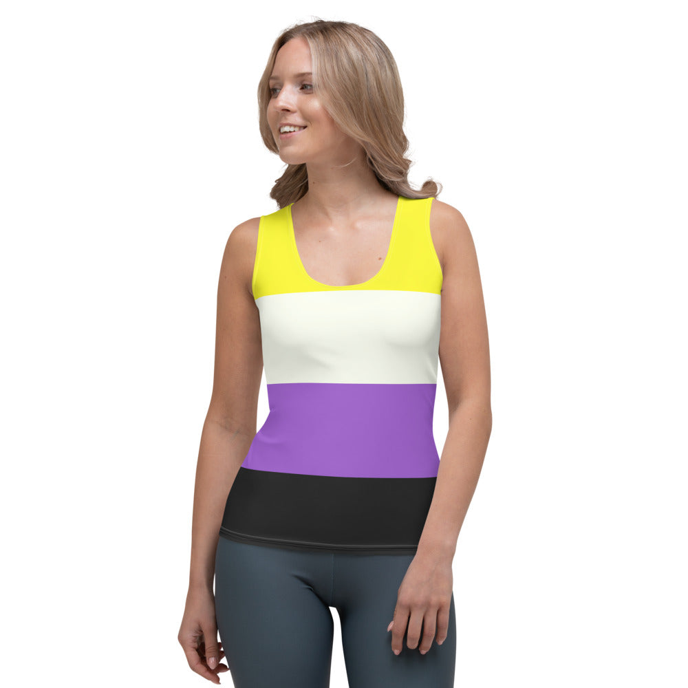 Non-Binary Pride Flag Fitted Vest Vests and Tank Tops The Rainbow Stores