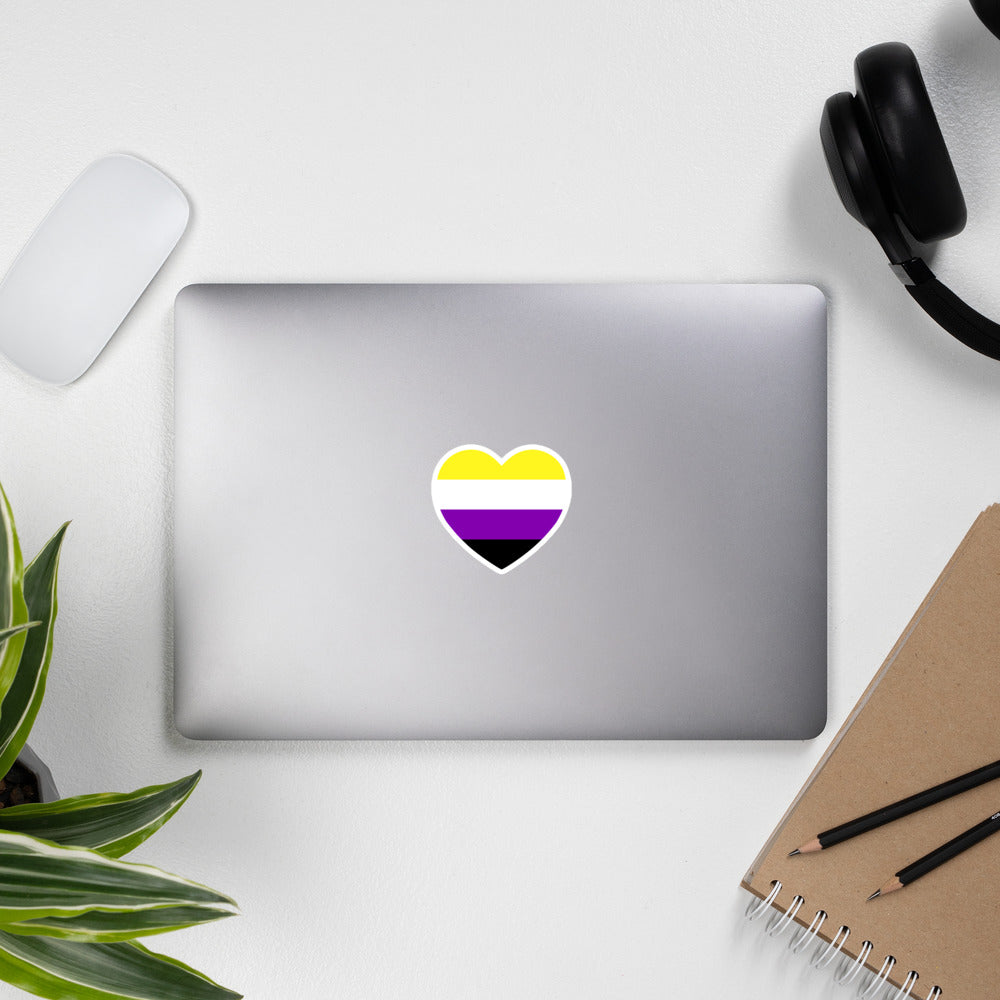 Non Binary Flag Heart Sticker Stickers The Rainbow Stores