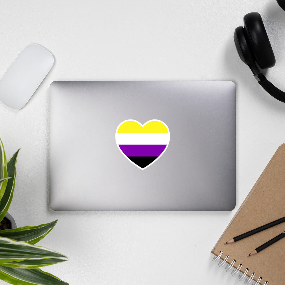 Non Binary Flag Heart Sticker Stickers The Rainbow Stores