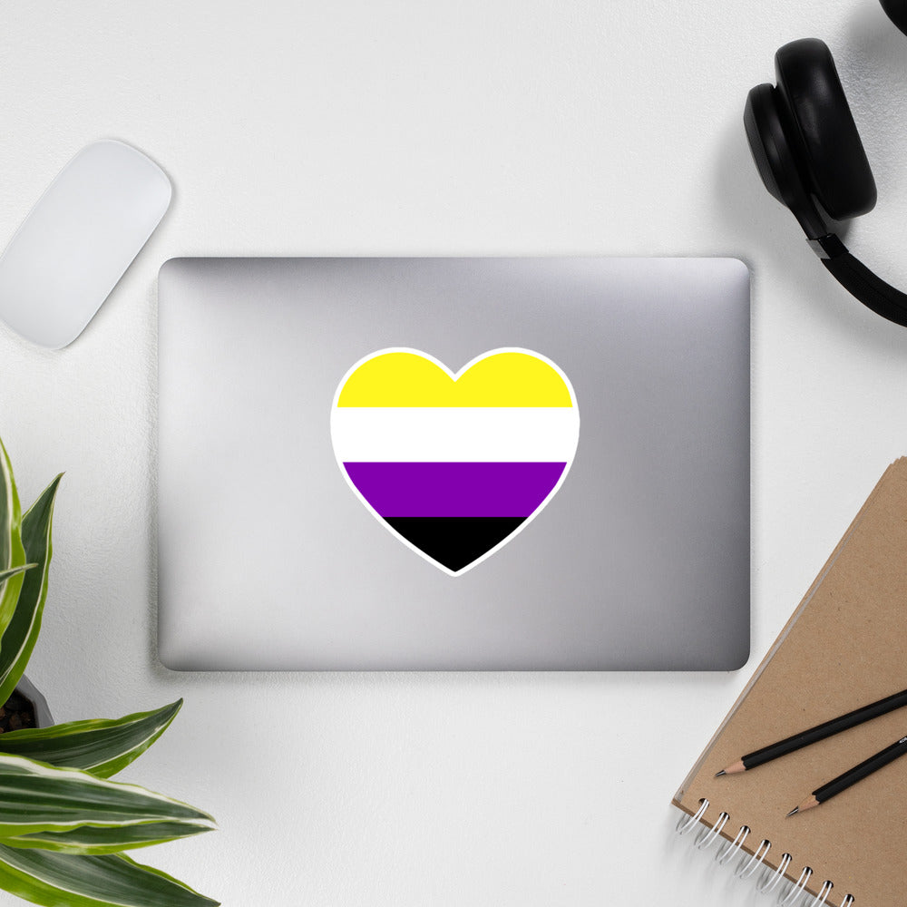 Non Binary Flag Heart Sticker Stickers The Rainbow Stores