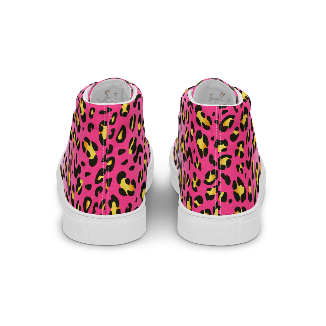 Pink Leopard With Rainbow Pride Flash Hi Tops Trainers (male sizes) High Tops The Rainbow Stores