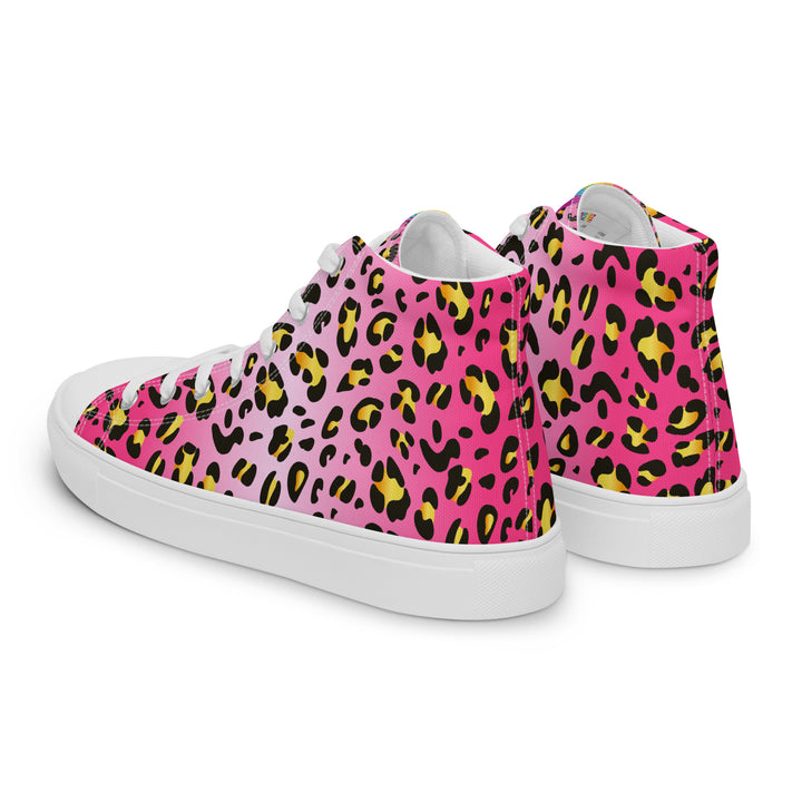 Pink Leopard With Rainbow Pride Flash Hi Tops Trainers (male sizes) High Tops The Rainbow Stores