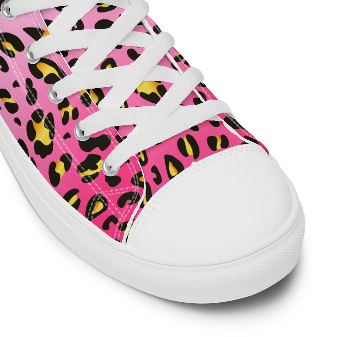 Pink Leopard With Rainbow Pride Flash Hi Tops Trainers (male sizes) High Tops The Rainbow Stores