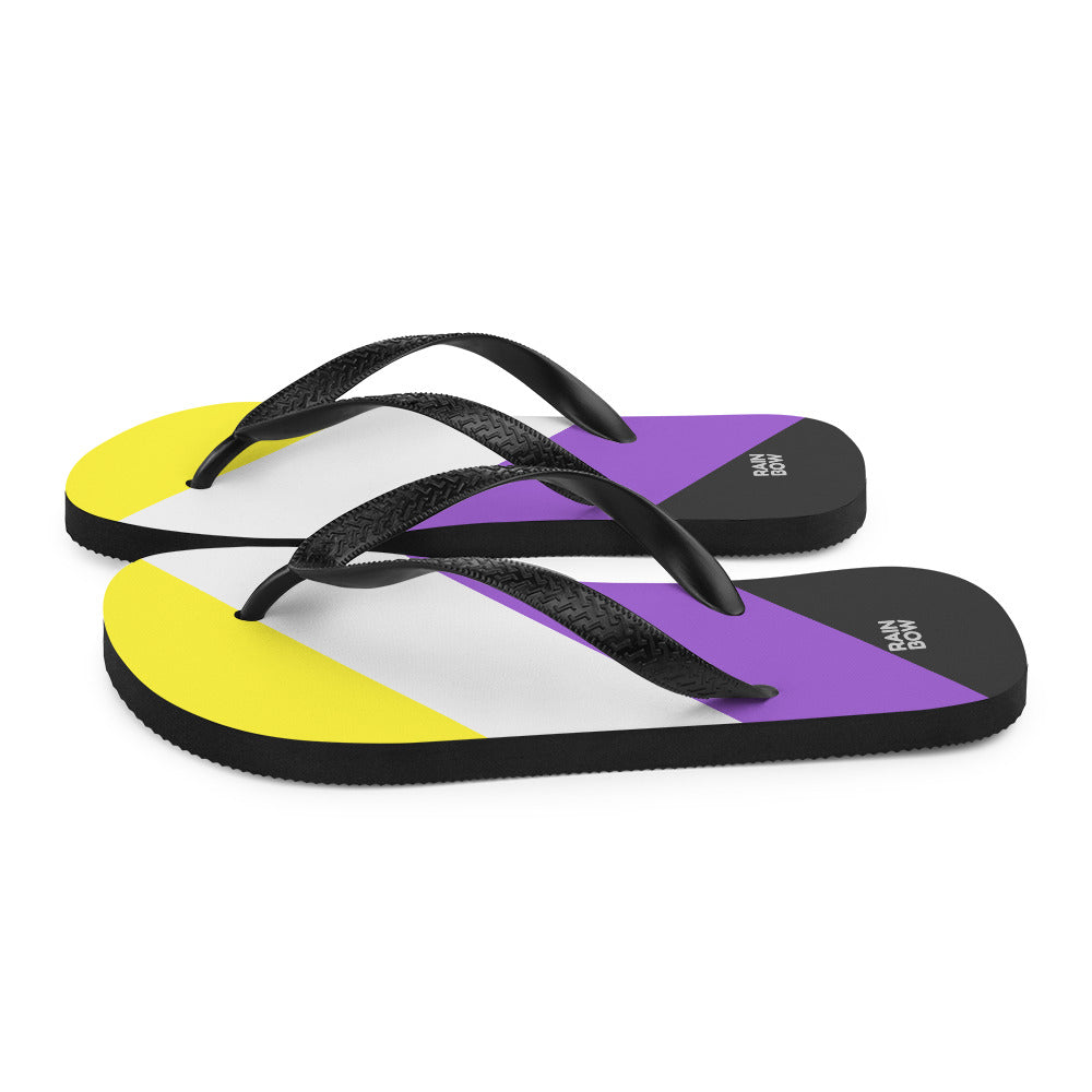 Non-Binary Diagonal Pride Flag Flip-Flops Flip Flops The Rainbow Stores