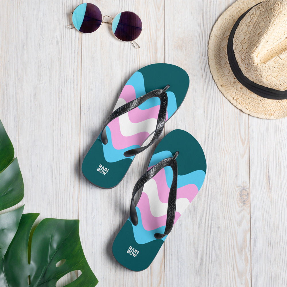 Wavy Trans Flag Flip-Flops Flip Flops The Rainbow Stores