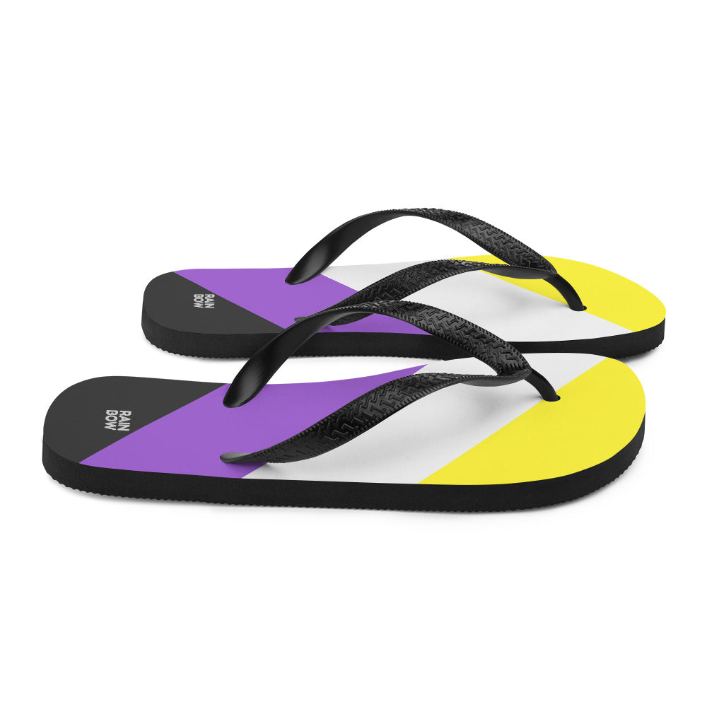 Non-Binary Diagonal Pride Flag Flip-Flops Flip Flops The Rainbow Stores