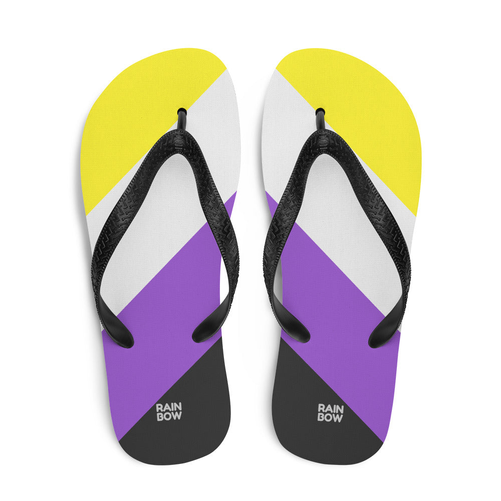 Non-Binary Diagonal Pride Flag Flip-Flops Flip Flops The Rainbow Stores