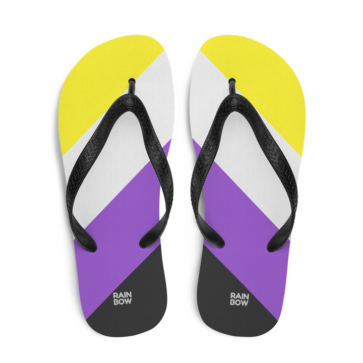 Non-Binary Diagonal Pride Flag Flip-Flops Flip Flops The Rainbow Stores