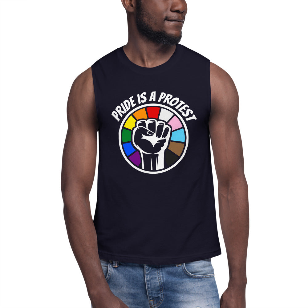 Pride is A Protest Muscle Shirt Vests and Tank Tops The Rainbow Stores