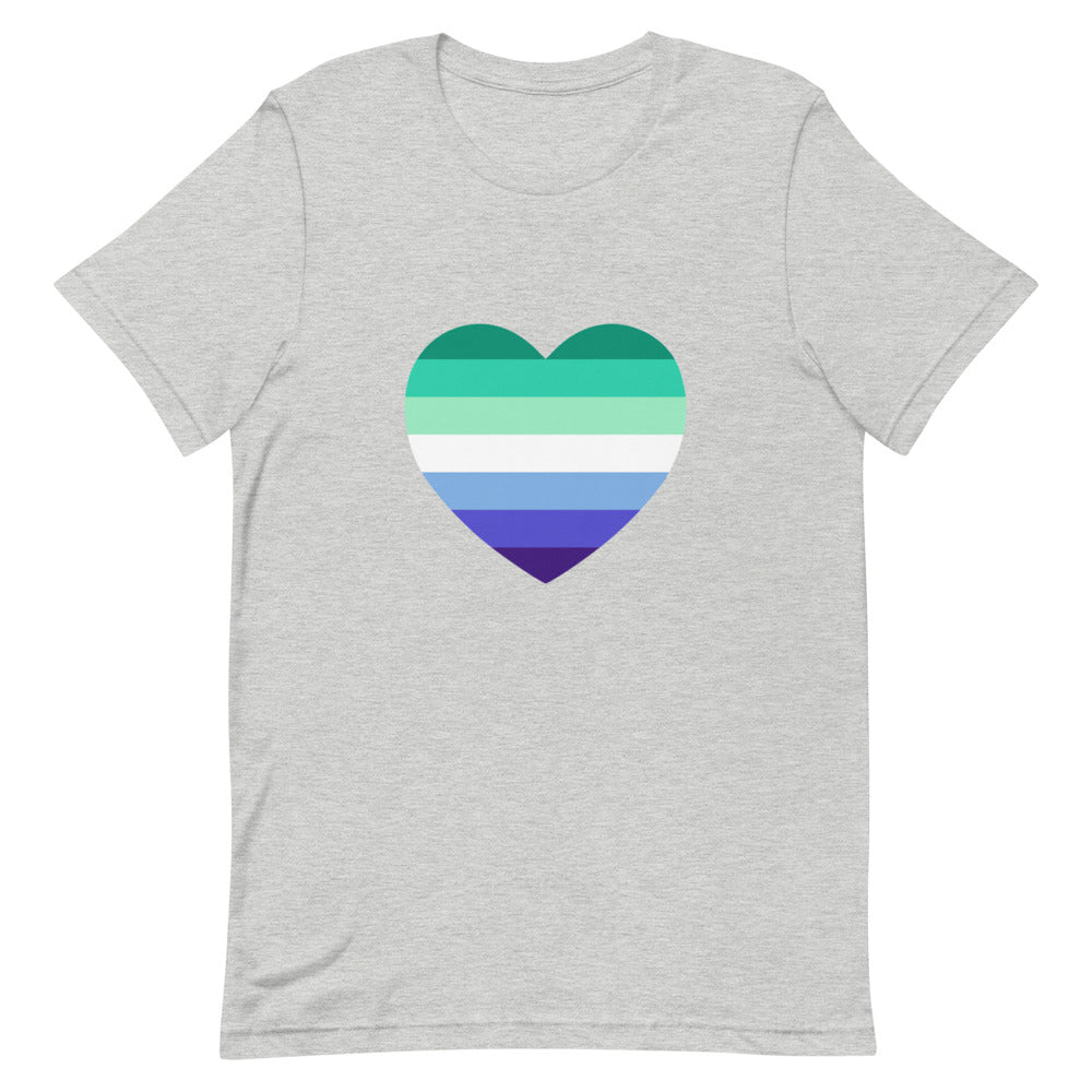 Gay Men's 7 Stripe Pride Flag Heart T-Shirt T-shirts The Rainbow Stores