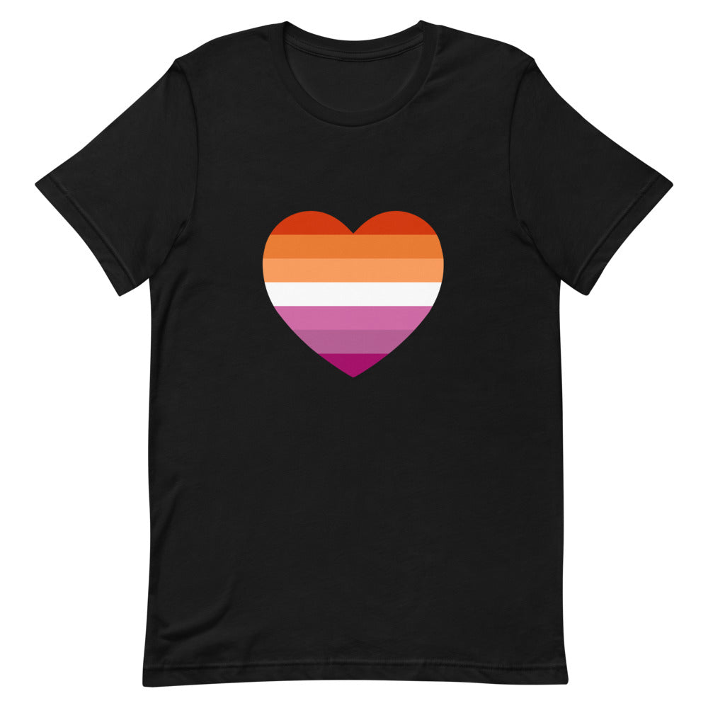 Lesbian 7 Stripe Flag Heart T-Shirt T-shirts The Rainbow Stores