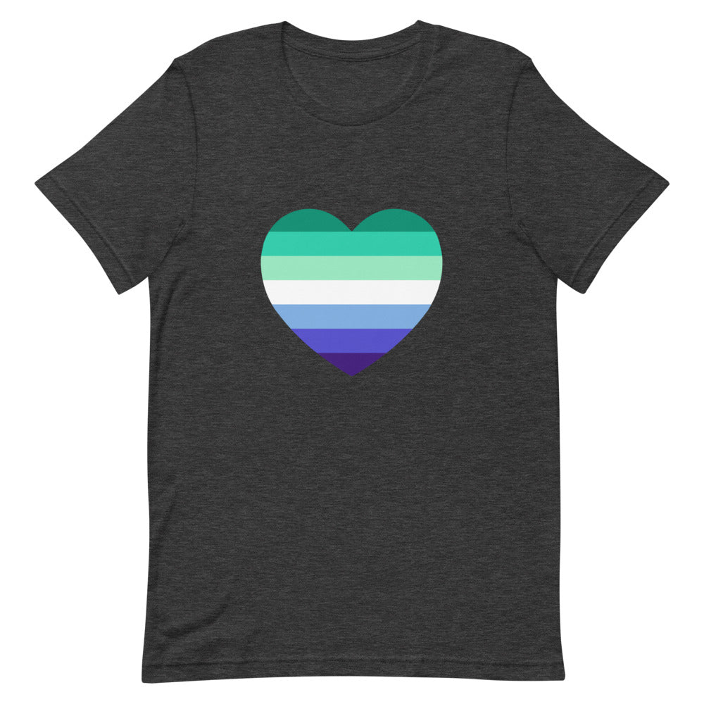 Gay Men's 7 Stripe Pride Flag Heart T-Shirt T-shirts The Rainbow Stores