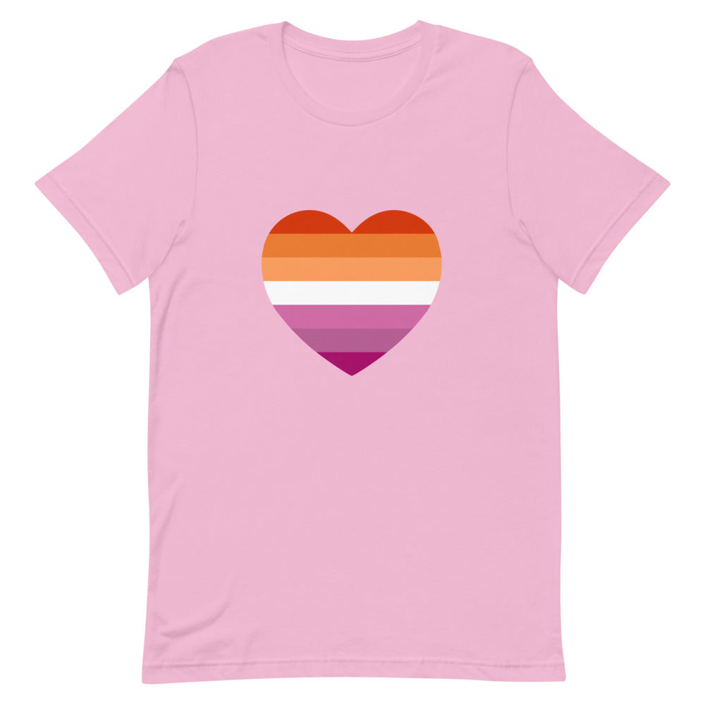 Lesbian 7 Stripe Flag Heart T-Shirt T-shirts The Rainbow Stores