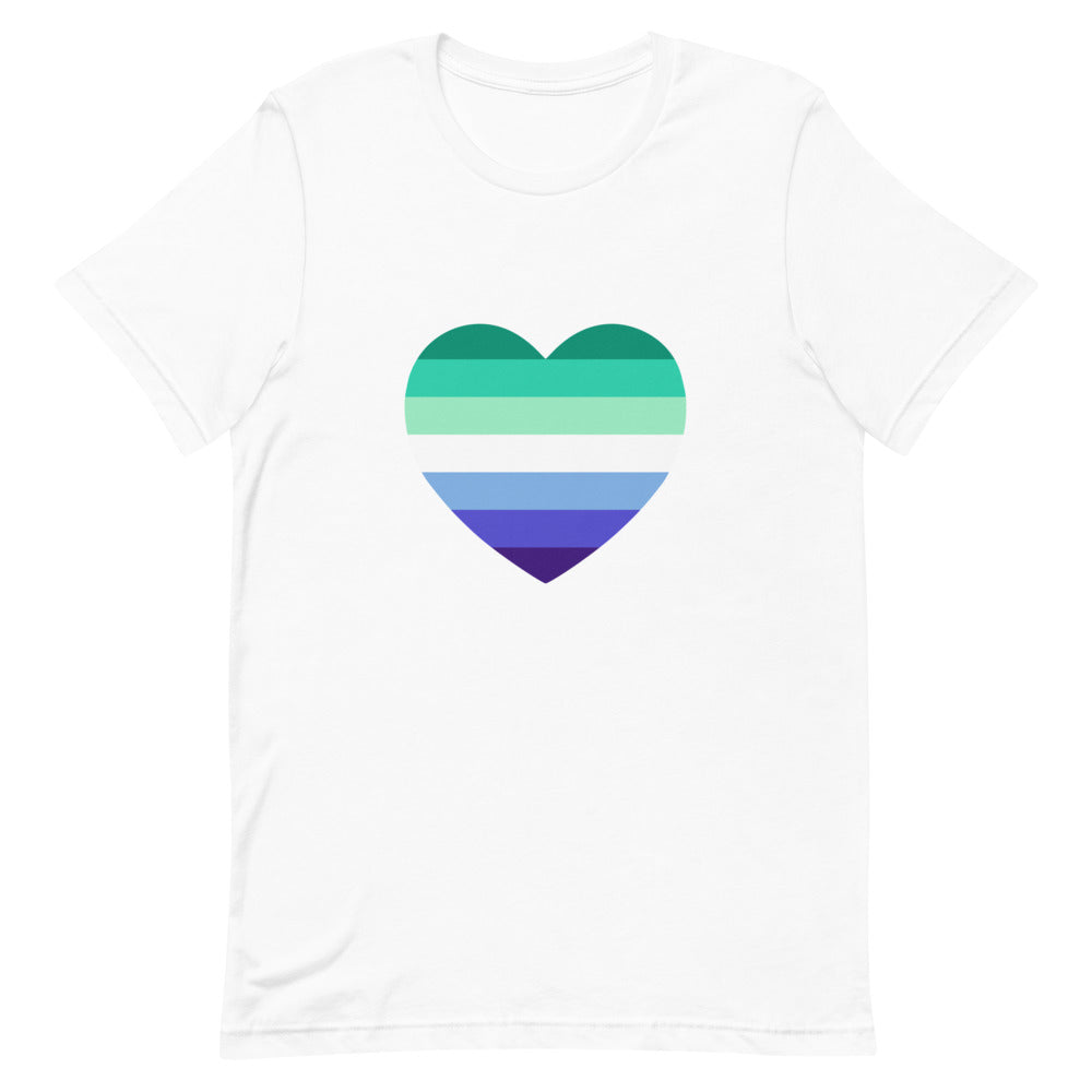 Gay Men's 7 Stripe Pride Flag Heart T-Shirt T-shirts The Rainbow Stores