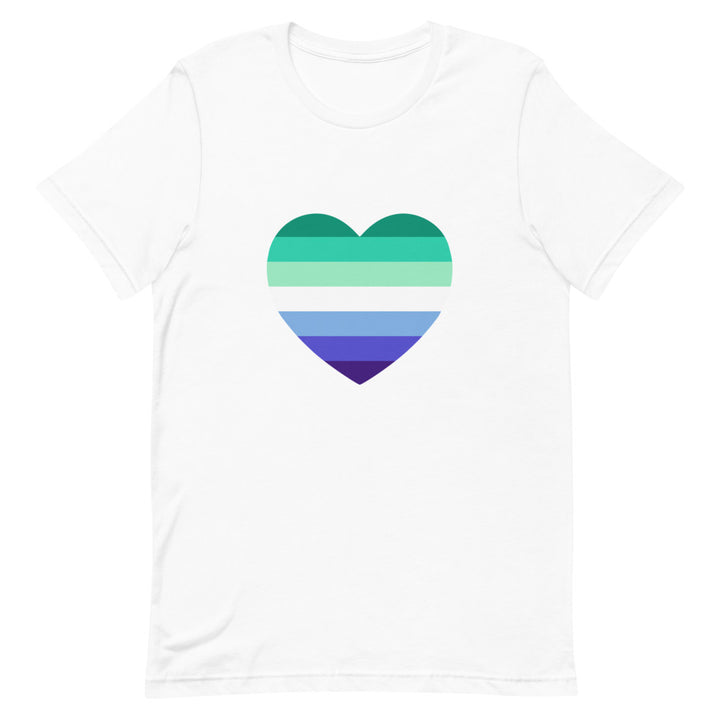 Gay Men's 7 Stripe Pride Flag Heart T-Shirt T-shirts The Rainbow Stores