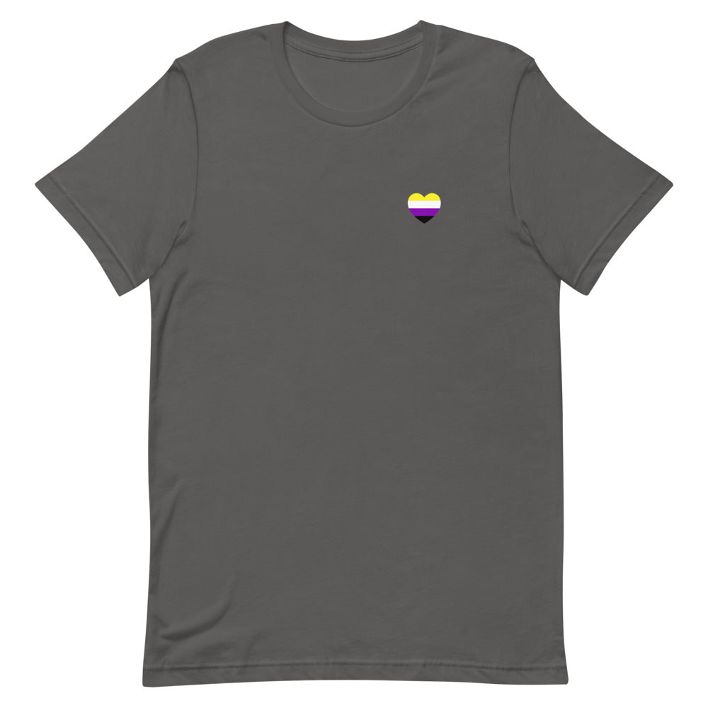 Non-Binary Small Heart Flag T-Shirt T-shirts The Rainbow Stores